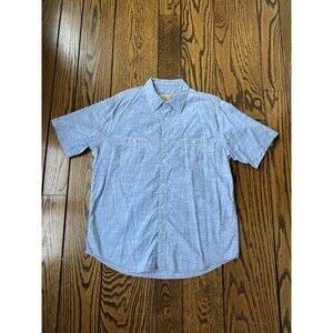 Men’s Vintage Italia Button Up Short Sleeve Blue Shirt, Size XL